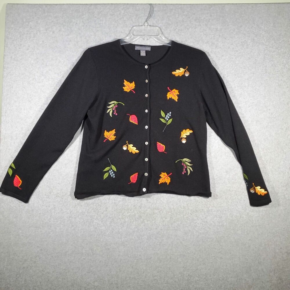 Signatures Northern Isles Vintage Embroidered By Hand Cardigan Sweater Size XL